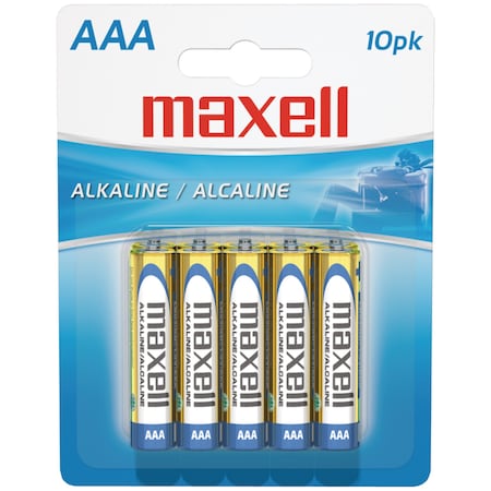Maxell Alkaline Battery, AAA 1.5V DC 10 PK 723810 - LR0310BP